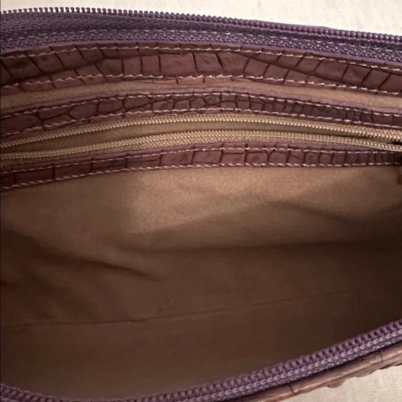 Vintage Brahmin Y2K Croc Embossed Leather Handbag Shoulder Mini Bag w/ Dust Bag - Picture 11 of 16